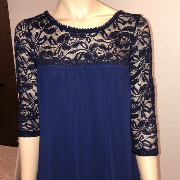 Miami Navy Blue Dress with Lace size Medium - Picture 2 of 8